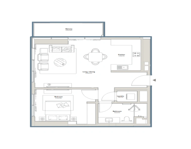 Stilvolles Ein-Zimmer-Apartment mit modernem Design