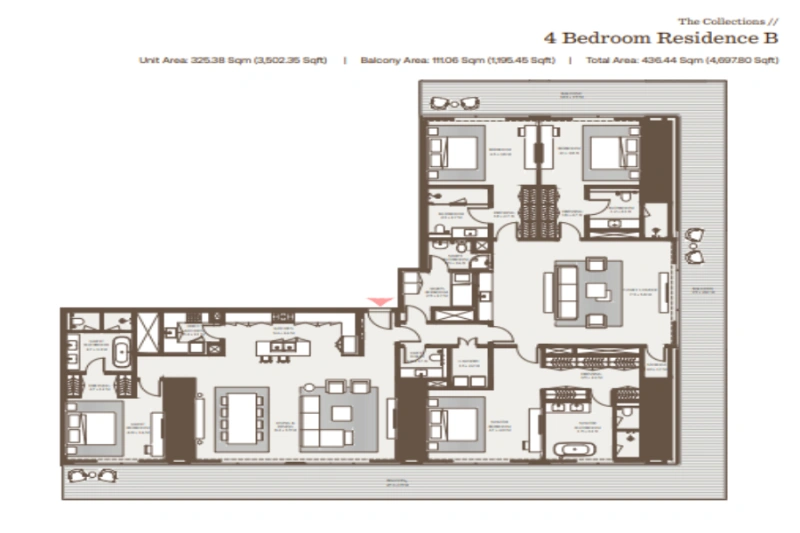 Wohnung mit vier Schlafzimmern