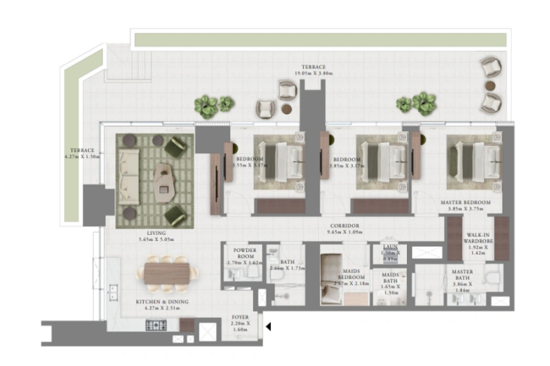 Stilvolle Drei-Zimmer-Wohnung mit modernem Design
