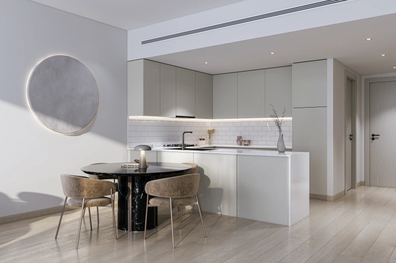 Modernes 1-Zimmer-Apartment mit Smart Home System und deutschen Sanitär Objekten