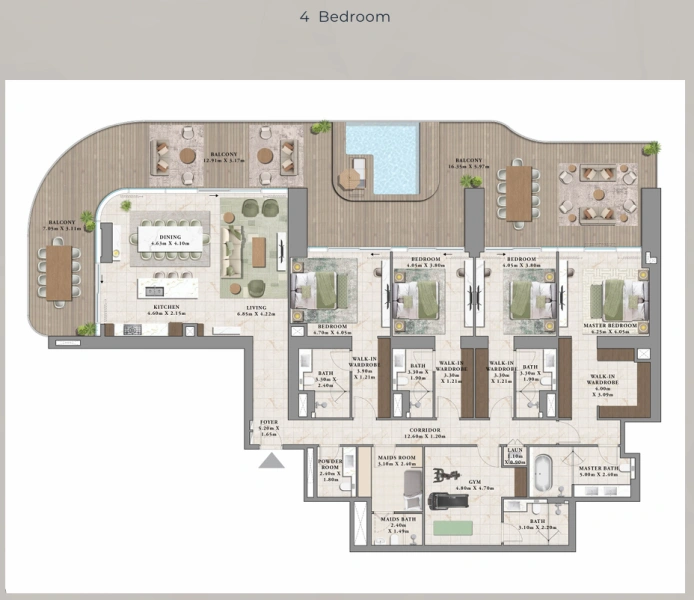 Luxuriöses 4-Schlafzimmer-Apartment mit privatem Pool - das Nonplusultra an Raffinesse und Eleganz
