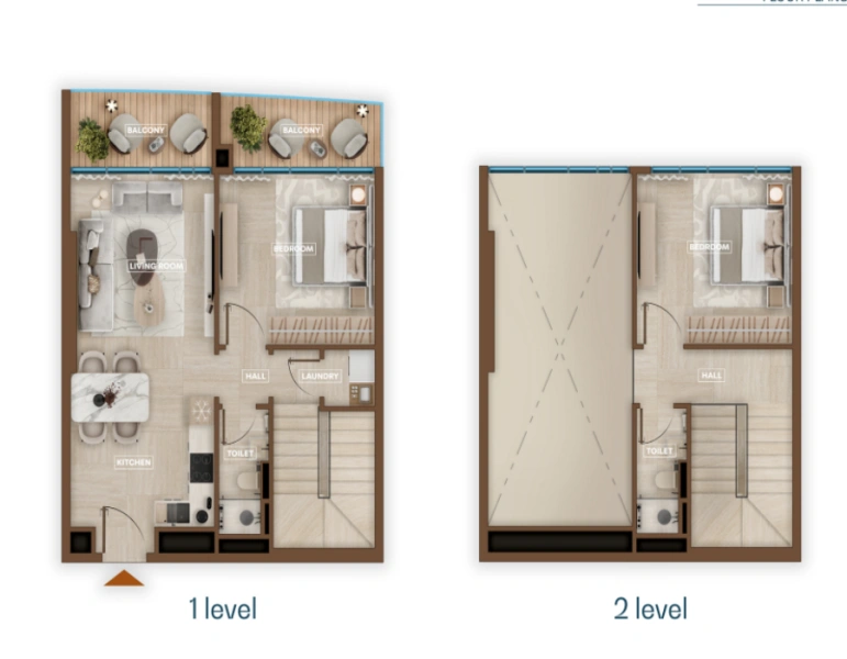 Stilvolle Zwei-Zimmer-Wohnung mit modernem Design