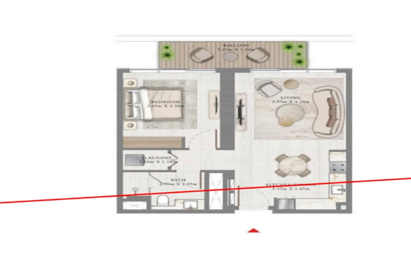 Stilvolles Ein-Zimmer-Apartment mit modernem Design