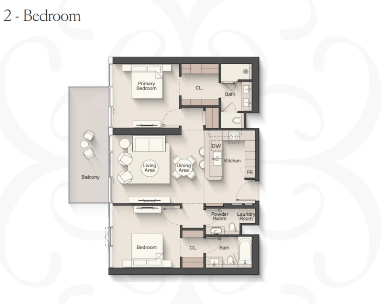 Stylish two bedroom apartment with modern design