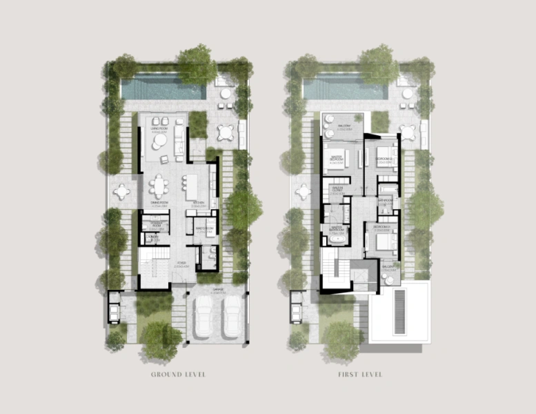 Geräumige 3-Zimmer-Villa mit Personalzimmer und eigenem Bad, privatem Pool.