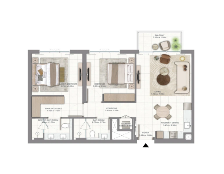 Stylish Two Bedroom Apartment with Modern Design