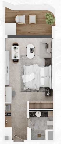 Gemütliches Studio mit Balkon in Top-Lage JVC - Ideal für Singles oder Paare!