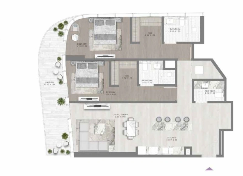 Wunderschönes 2-Zimmer-Apartment mit atemberaubendem Blick auf den Burj Khalifa, direkt am Wasser!