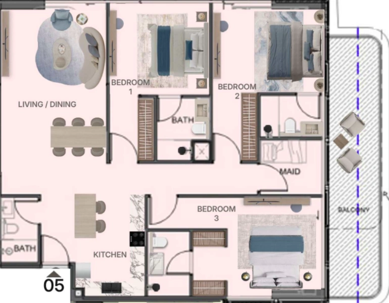 Luxuriöses Wohnen im Resort-Stil in dieser Residenz mit 3 Schlafzimmern und Dienstmädchenzimmer