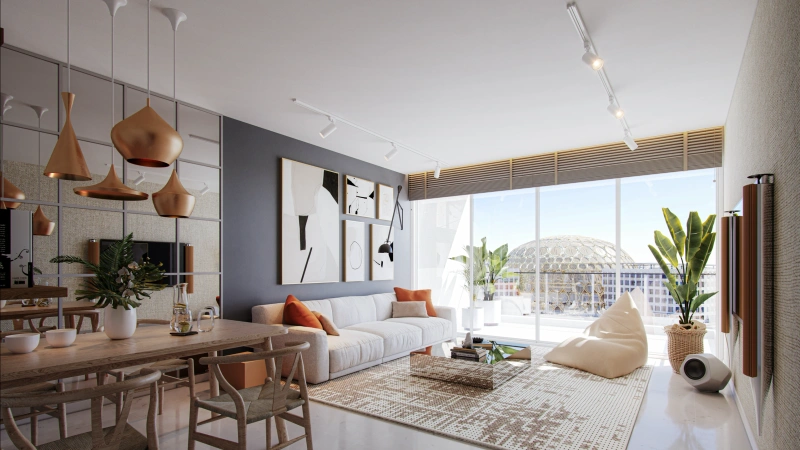 Exklusive 3-Zimmer-Wohnung mit großem Balkon und Blick auf Expo City