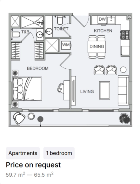 Modernes 2-Zimmer-Apartment mit Einbauküche, komplett möbliert!