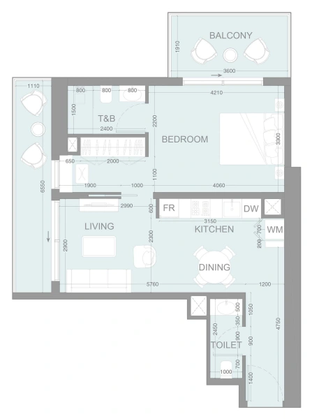 1-Schlafzimmer-Wohnung in "LUM1NAR TOWER"