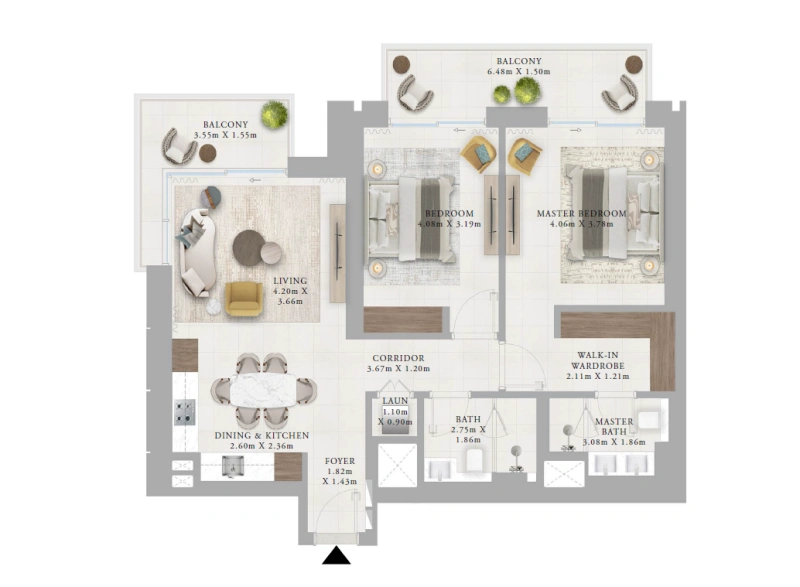 Geräumige 2-Zimmer-Wohnung mit Huge Layout!