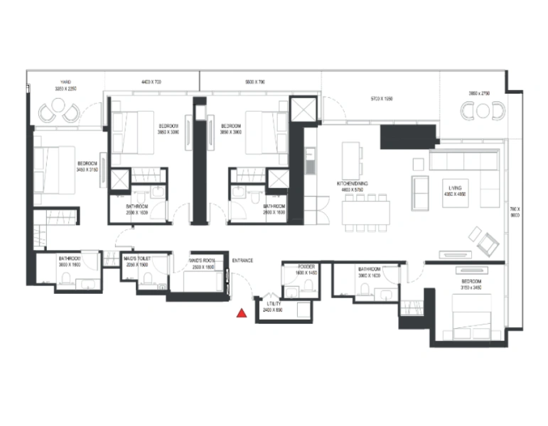 Luxuriöses Apartment mit vier Schlafzimmern und modernem Design