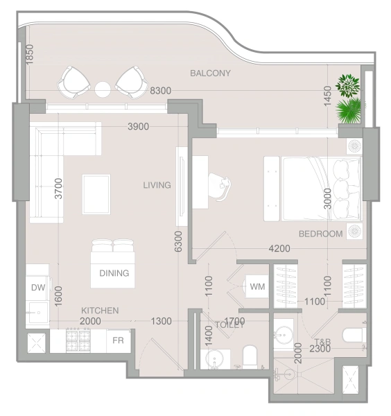 1-Schlafzimmer-Wohnung in "ALTA V1EW SKYHOMES"