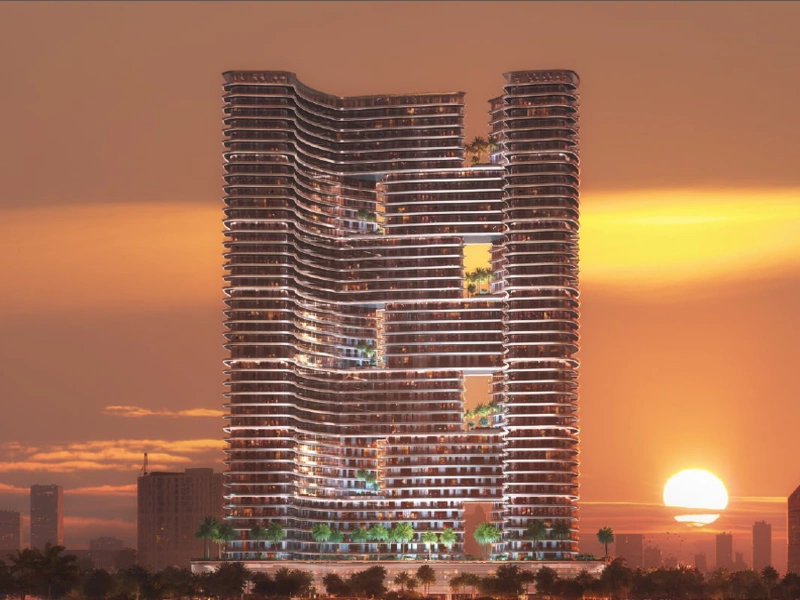 Luxuriöses 1-Zimmer-Apartment mit Blick auf die Skyline im oberen Stockwerk