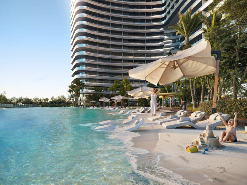 Luxuriöses 1-Zimmer-Apartment mit Blick auf die Skyline im oberen Stockwerk