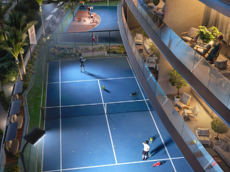 Luxuriöses 1-Zimmer-Apartment mit Blick auf die Skyline im oberen Stockwerk