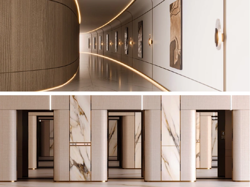 Luxuriöses 1-Zimmer-Apartment mit Blick auf die Skyline im oberen Stockwerk