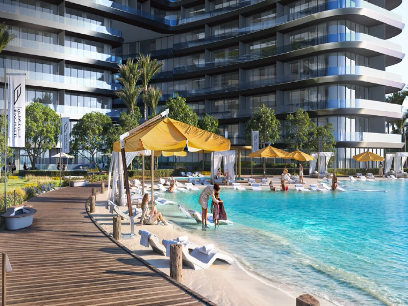 Luxuriöses 1-Zimmer-Apartment mit Blick auf die Skyline im oberen Stockwerk