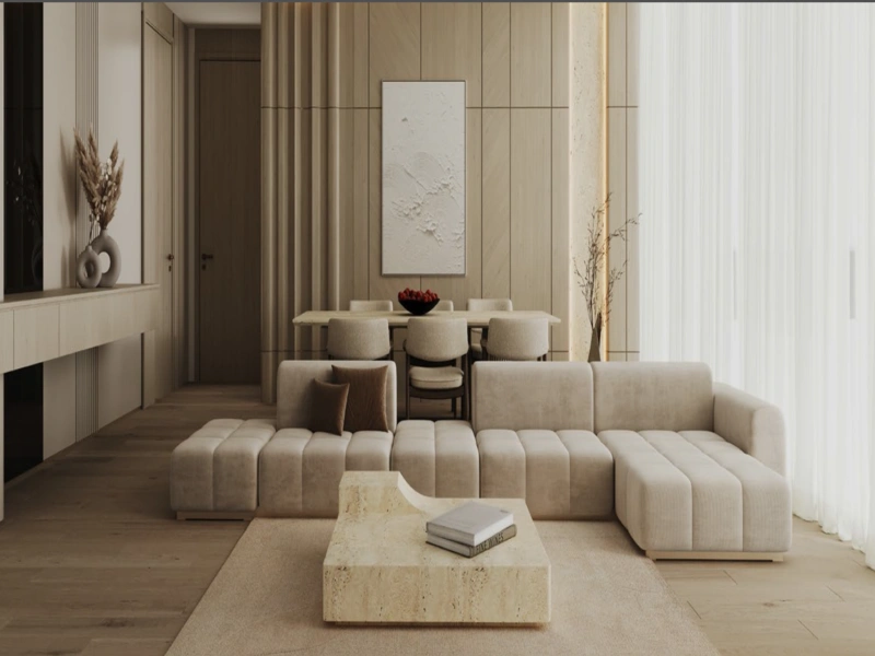 Luxuriöses 1-Zimmer-Apartment mit Blick auf die Skyline im oberen Stockwerk