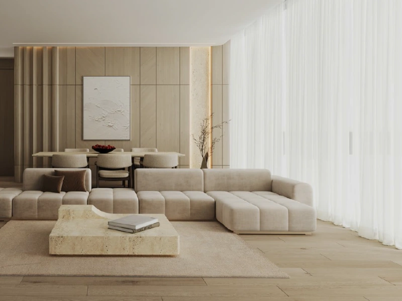 Luxuriöses 1-Zimmer-Apartment mit Blick auf die Skyline im oberen Stockwerk