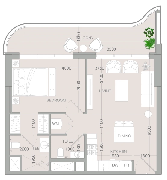 1-Schlafzimmer-Wohnung in "ALTA V1EW SKYHOMES"
