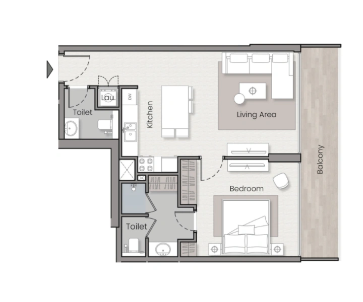 Modernes Design in stilvollem 1-Zimmer Apartment