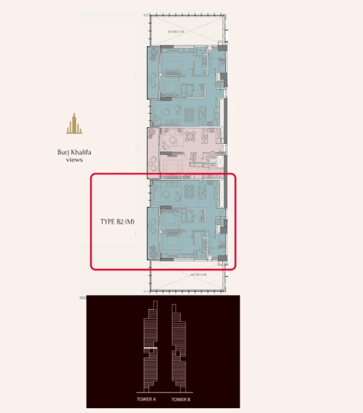 Luxuriöses 2-Zimmer Apartment mit Hausmädchenzimmer und Bad, Blick auf den Burj Khalifa
