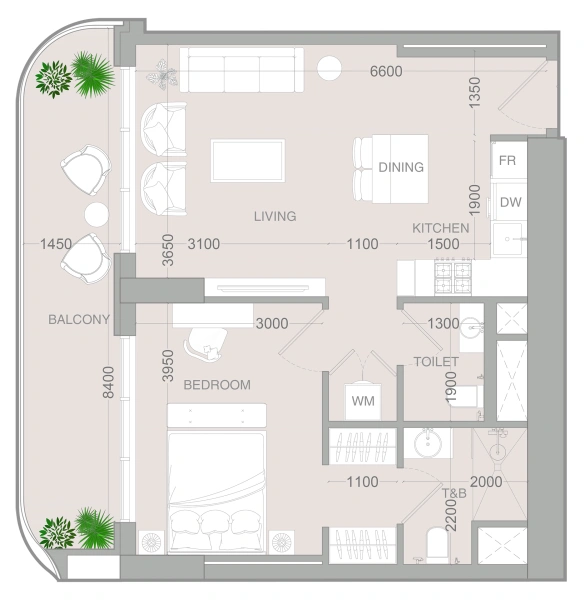 1-Schlafzimmer-Wohnung in "ALTA V1EW SKYHOMES"
