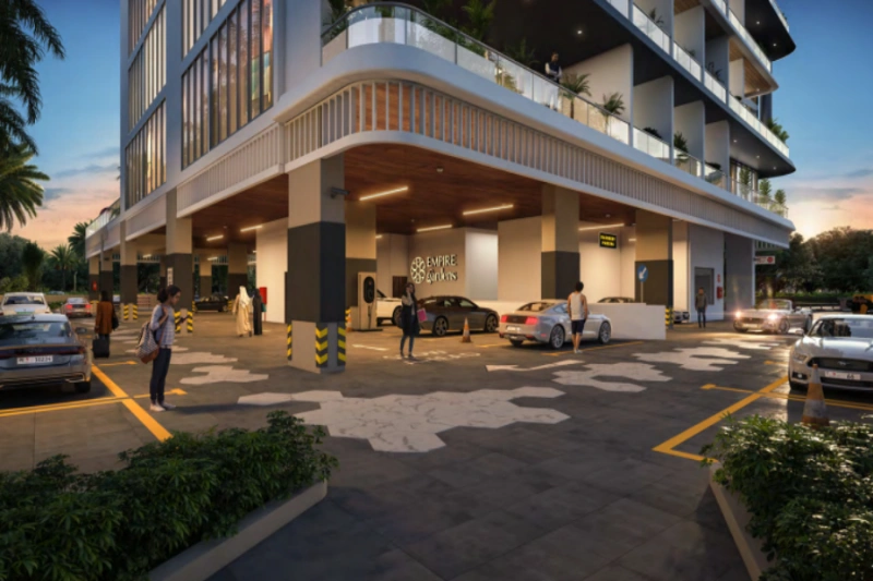 Stilvolle Ein-Schlafzimmer-Wohnung mit Laden, Pool und modernem Design