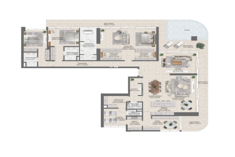 Penthouse mit Drei-Zimmer-Wohnung