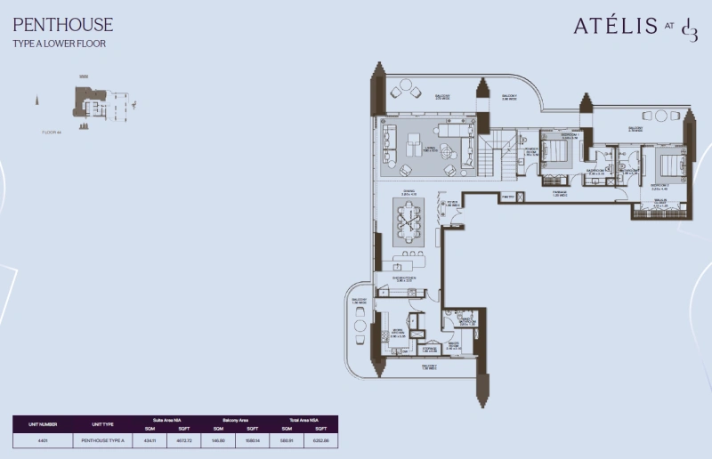 Luxuriöses Penthouse mit 5 Schlafzimmern, Familienzimmer und Dienstzimmer, atemberaubend!