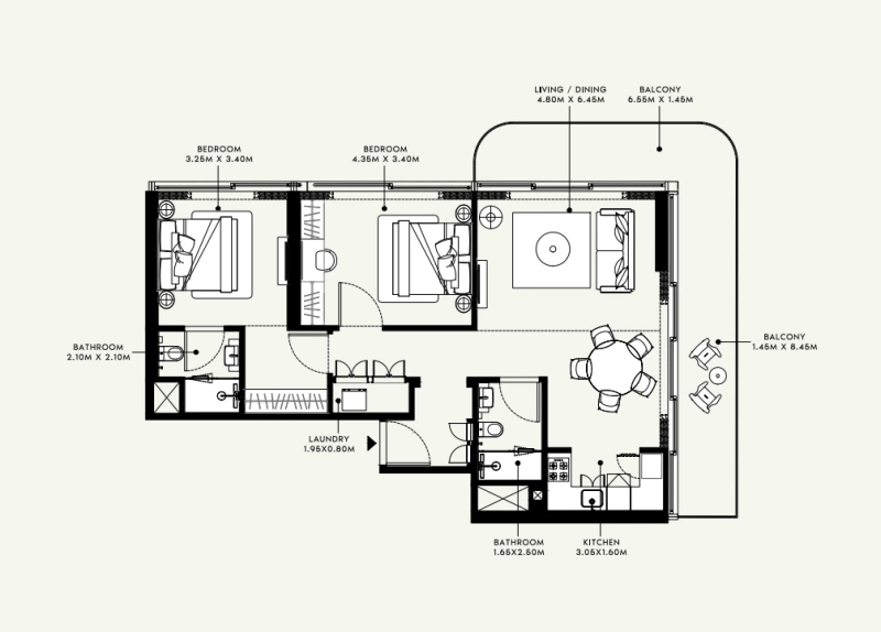 Geräumige 2-Zimmer-Wohnung mit riesigen Layout und atemberaubende Aussicht