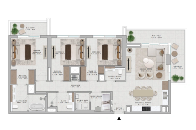 Atemberaubende Drei-Zimmer-Wohnung mit modernem Design