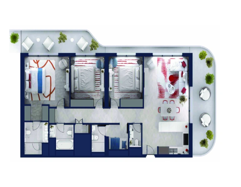 Stilvolle Drei-Zimmer-Wohnung mit modernem Design