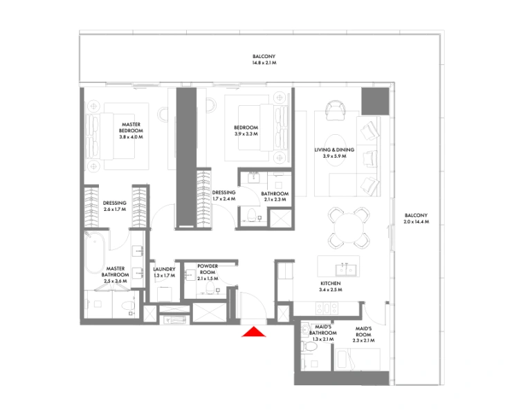 Exklusive 2-Zimmer Luxuswohnung mit eigenem Strandzugang