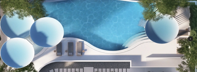 Moderne Studio Wohnung mit Blick auf skyline und Rooftop Infinity Pool!