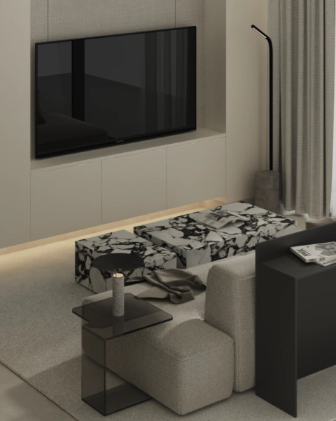 Moderne Studio Wohnung mit Blick auf skyline und Rooftop Infinity Pool!