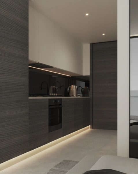 Moderne Studio Wohnung mit Blick auf skyline und Rooftop Infinity Pool!