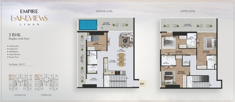 Luxuriöses Duplex-Apartment mit privatem Pool, drei Balkonen und separatem Dienstzimmer