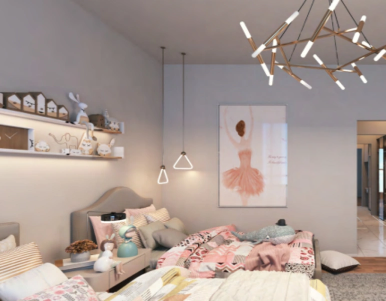 Ein Schlafzimmer mit modernem Design