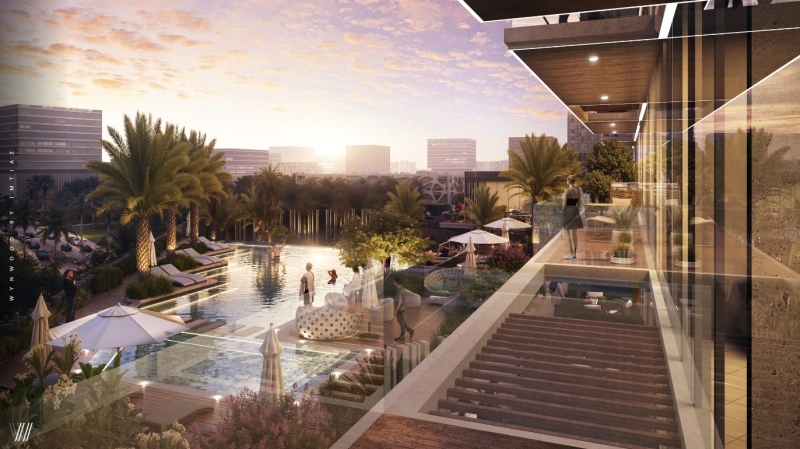 Modernes 1-Schlafzimmer-Apartment mit Arbeitszimmer auf der neuesten Insel