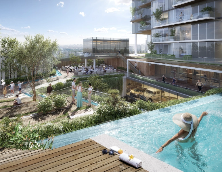 Modernes 1-Schlafzimmer-Apartment mit Arbeitszimmer auf der neuesten Insel