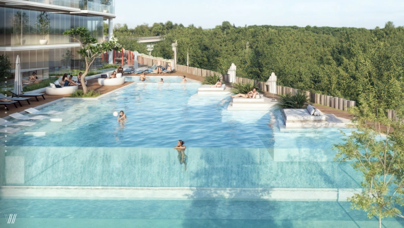 Modernes 1-Schlafzimmer-Apartment mit Arbeitszimmer auf der neuesten Insel