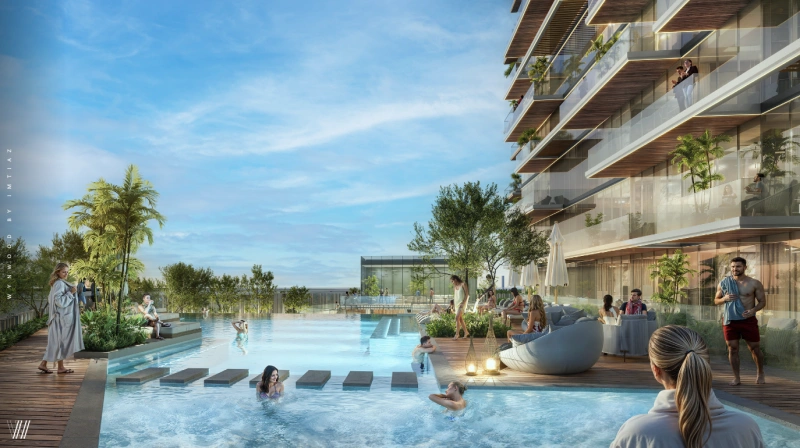 Modernes 1-Schlafzimmer-Apartment mit Arbeitszimmer auf der neuesten Insel