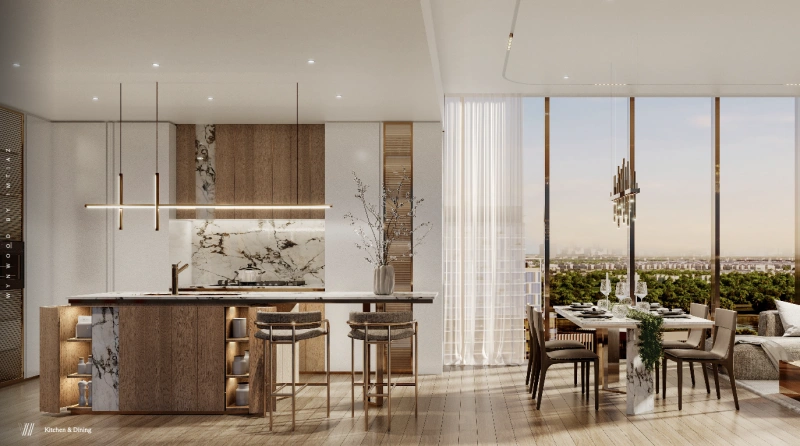 Modernes 1-Schlafzimmer-Apartment mit Arbeitszimmer auf der neuesten Insel