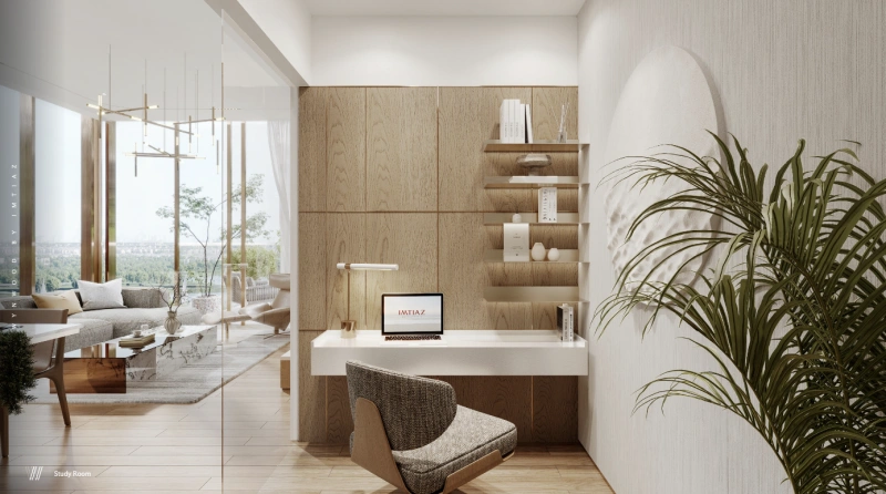 Modernes 1-Schlafzimmer-Apartment mit Arbeitszimmer auf der neuesten Insel