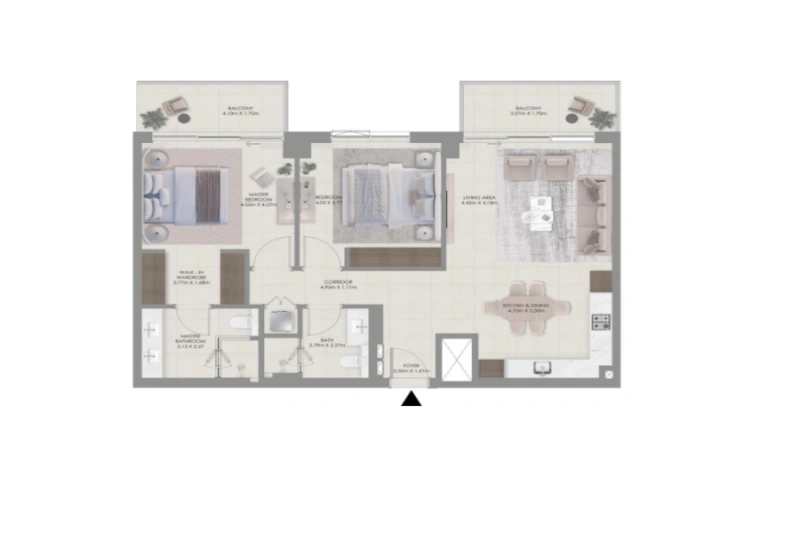 Appartement mit zwei Schlafzimmern