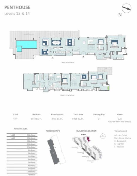 Exklusives 5-Schlafzimmer-Penthouse mit privatem Pool und Jacuzzi